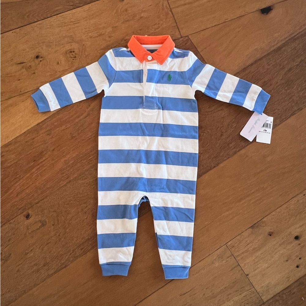NWT Ralph Lauren Striped Cotton Jersey Rugby Coverall